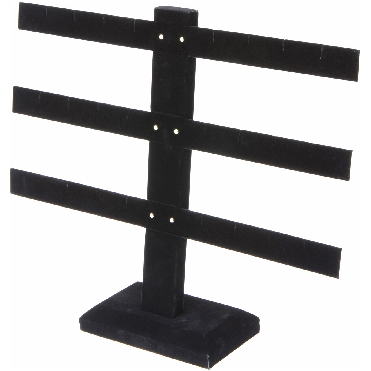 Plymor Black Velvet Triple T-Bar, Twelve Pair Earring Display Stand, 10.25" W x 8.5" H